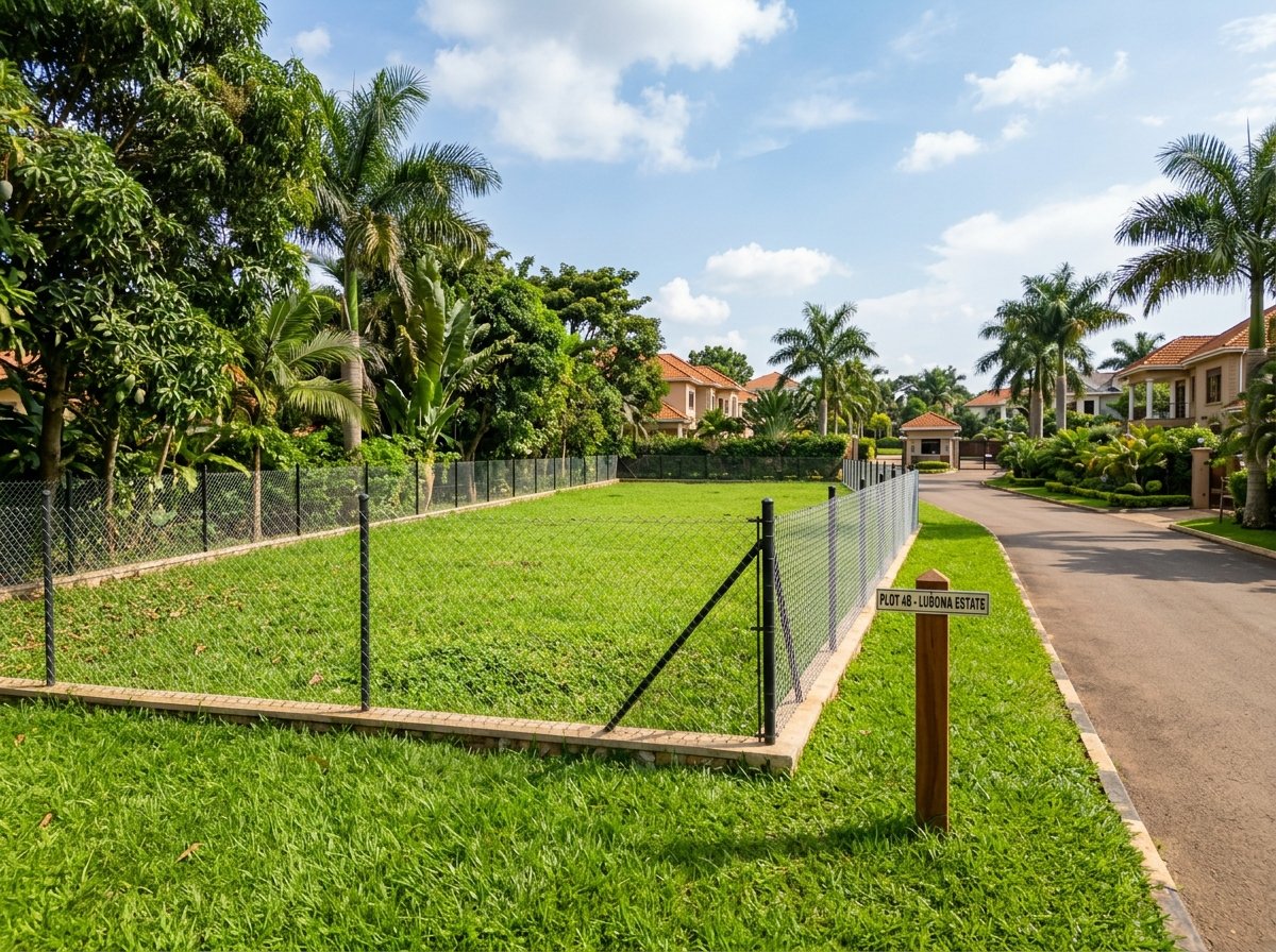 Neighborhood access road and surrounding residences in Lubowa